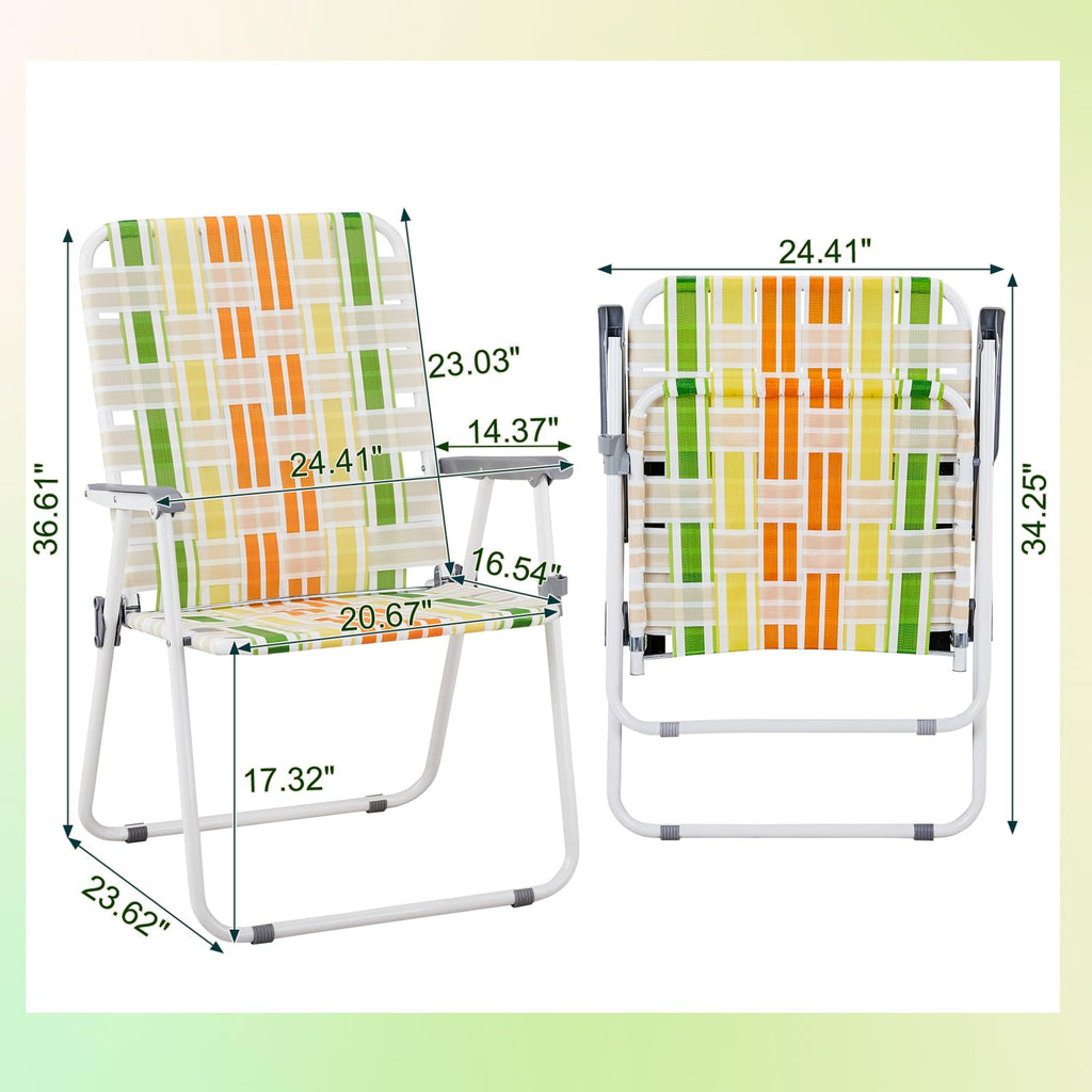 2 Pcs Lightweight Folding Beach Chairs with Armrests R111