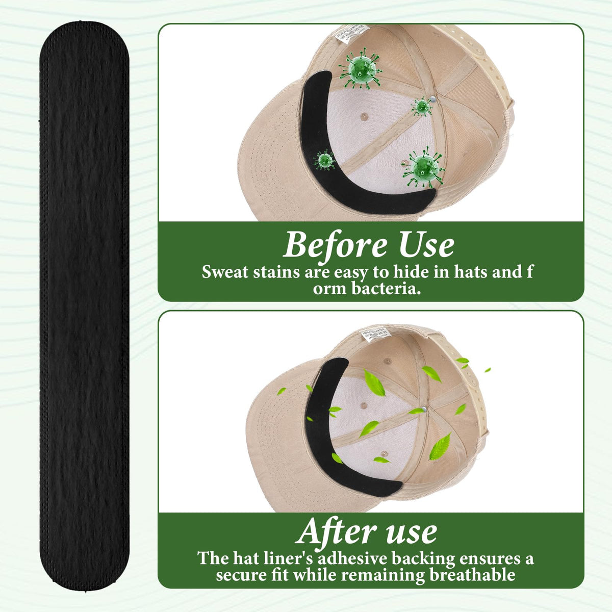 30 Pcs Disposable Hat Sweat Liner Sweatband Inserts O3841