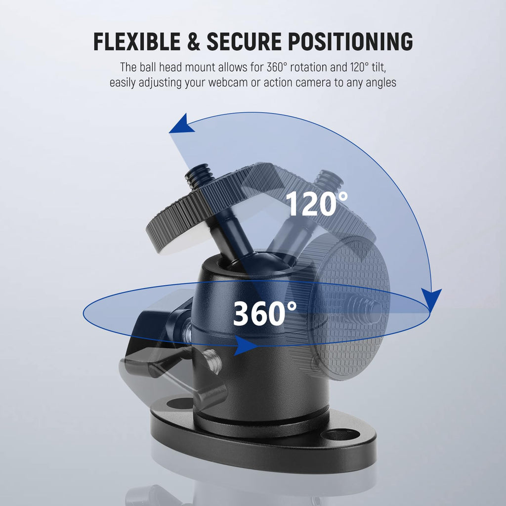 Webcam Wall Ceiling Mount Bracket, Aluminum Alloy Mini Ball Head I8961