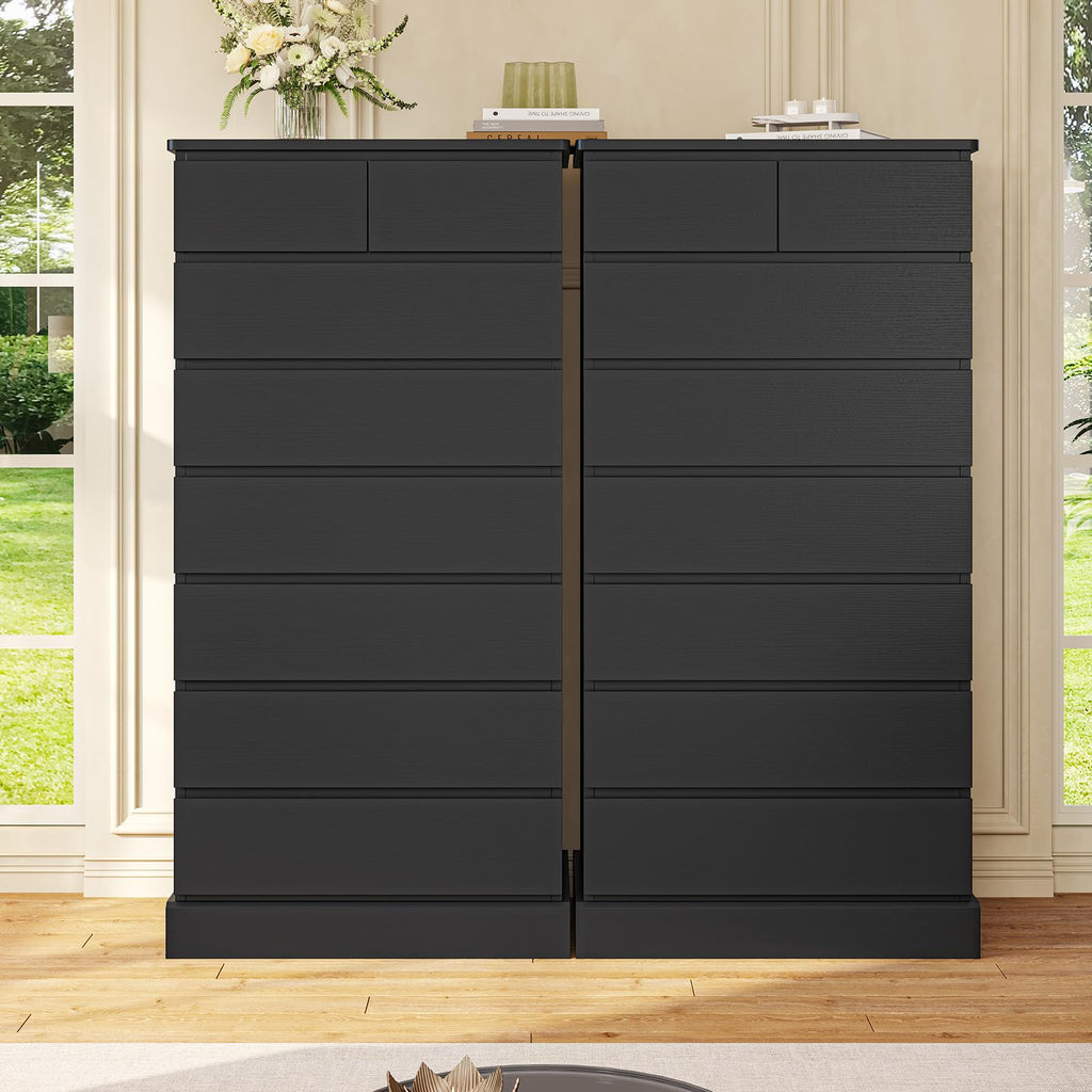 Black 8 Drawer Wood Dresser A552