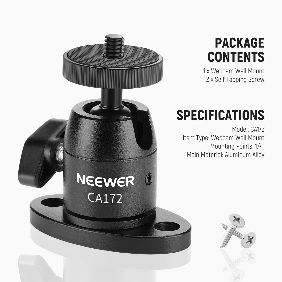 Webcam Wall Ceiling Mount Bracket, Aluminum Alloy Mini Ball Head I8961