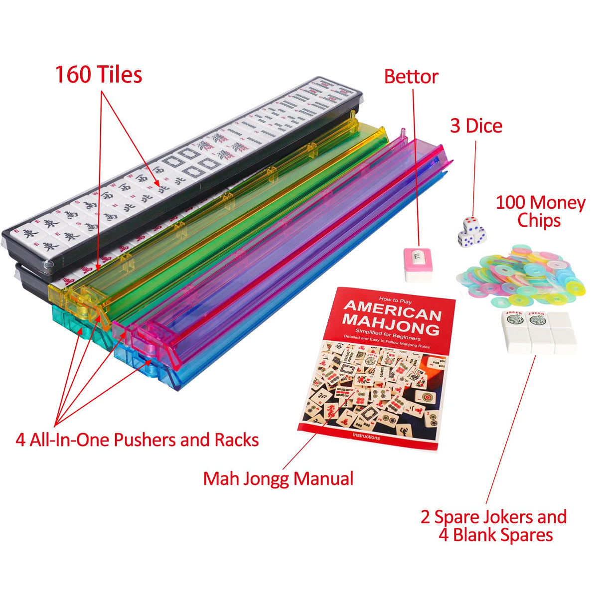 166 White Tiles Mahjong Set with Blue Carrying Bag U4128
