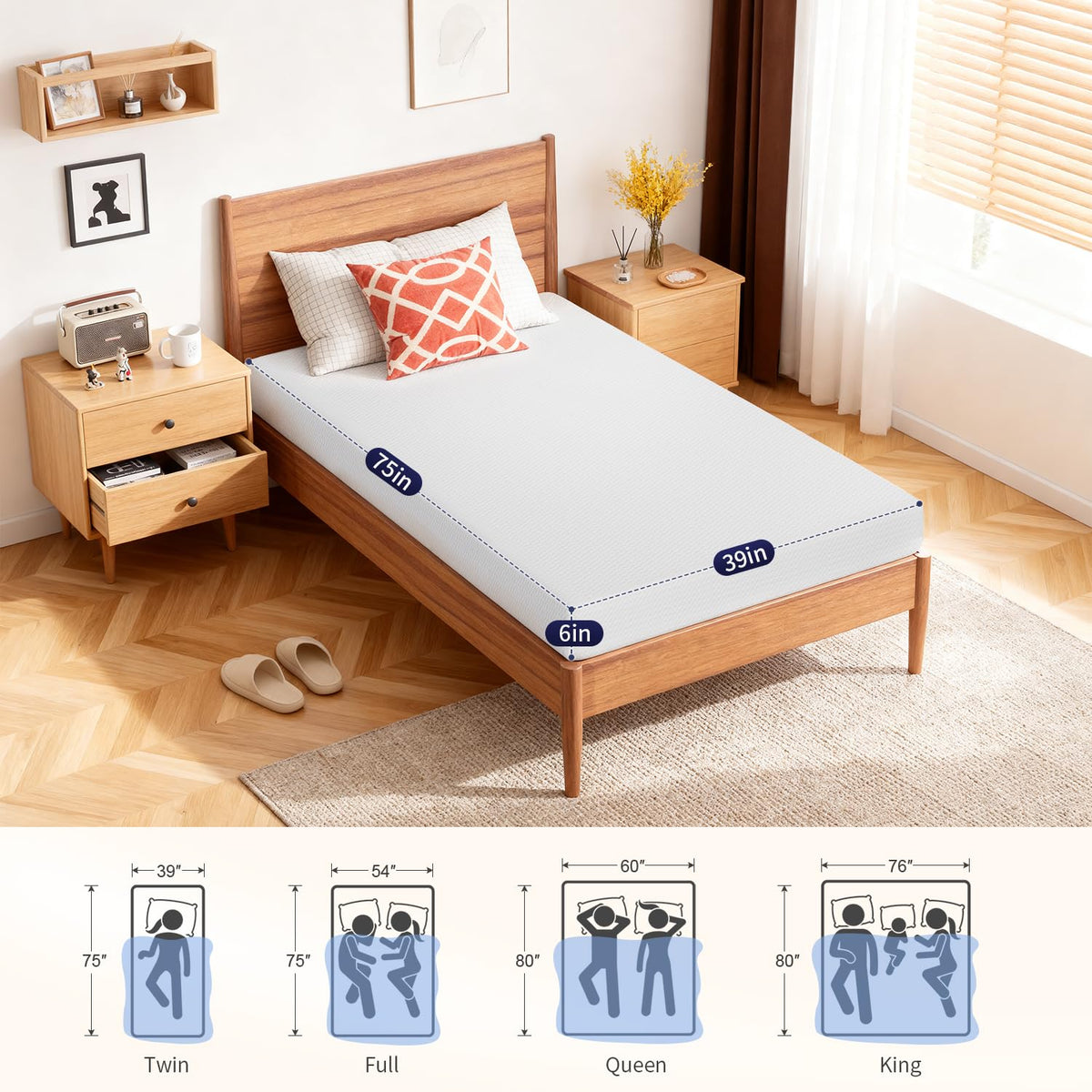 6 Inch Twin Gel Memory Foam Mattress C509