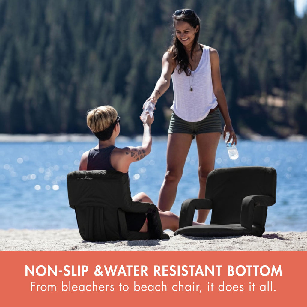 Portable Reclining Folding Stadium Seat with Back Support, Black C670