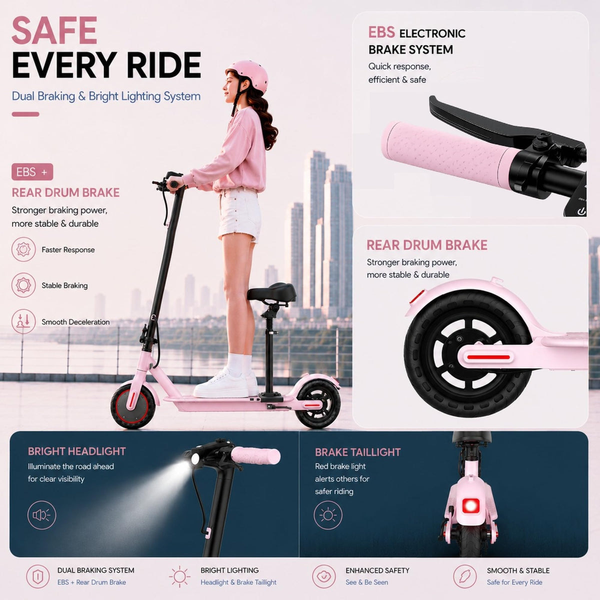 350W/500W Electric Scooter with Seat, Dual Suspension K382