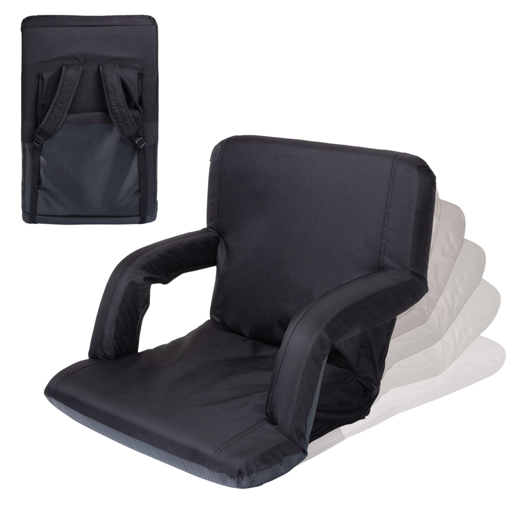 Portable Reclining Folding Stadium Seat with Back Support, Black C670
