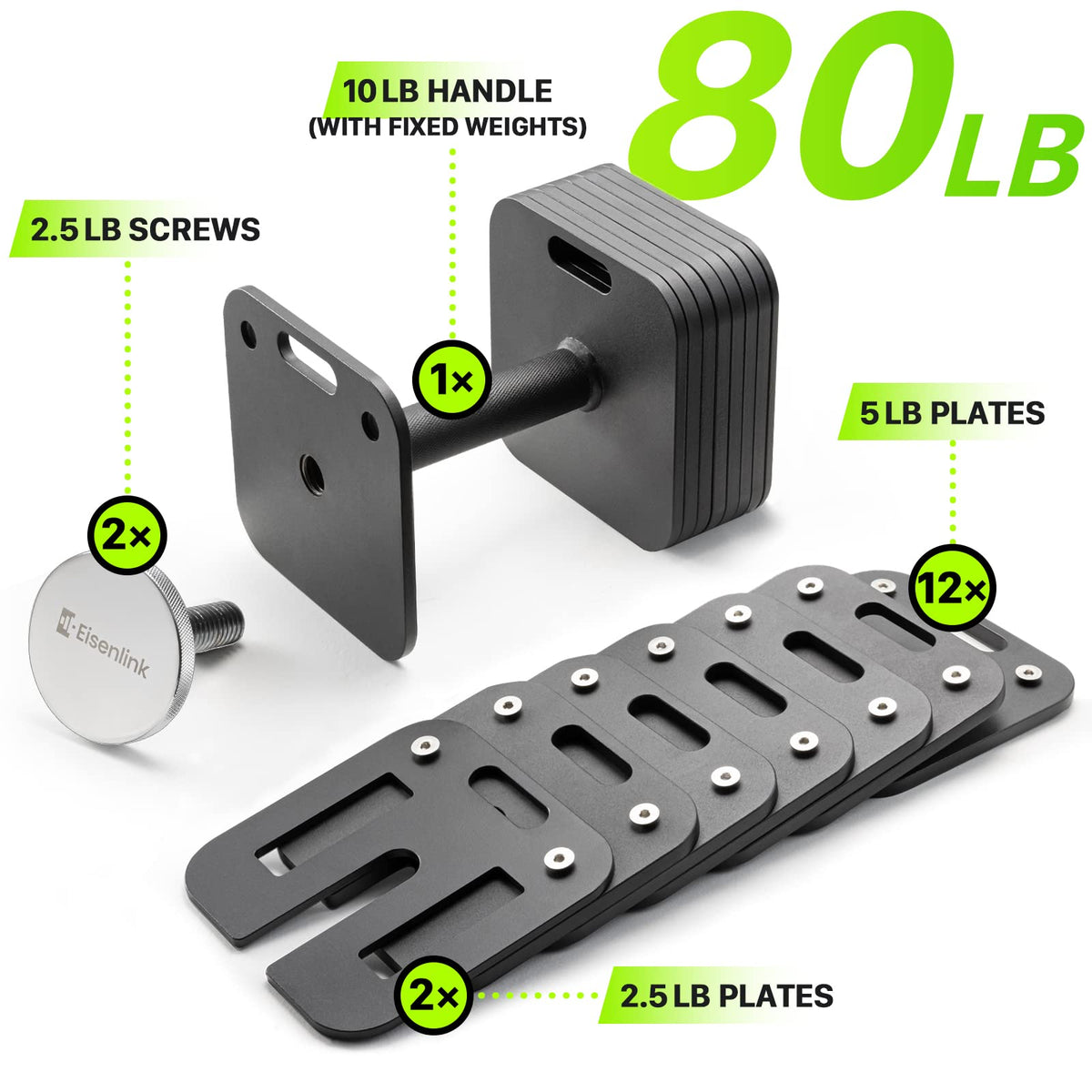 Adjustable Dumbbell Set 10-50lb D3882