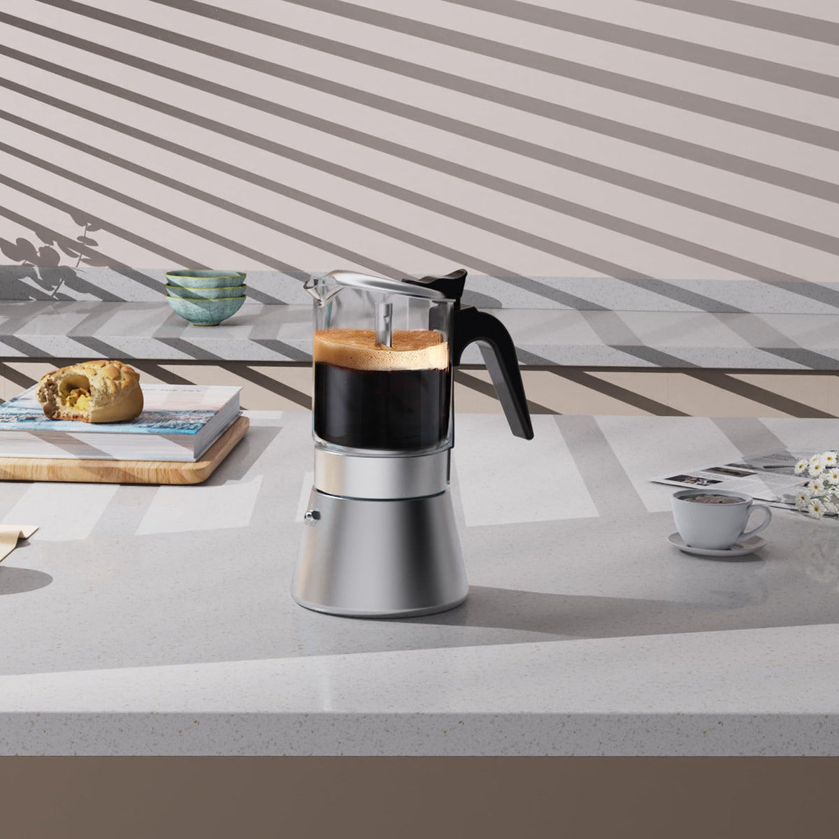 Induction Stovetop Espresso Maker 240ml 6cup V54877