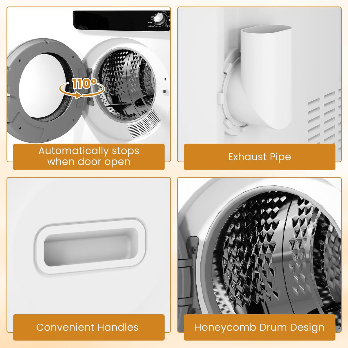 2.6 CU. FT. White Compact Electric Clothes Dryer with Stainless Steel Tub W83092