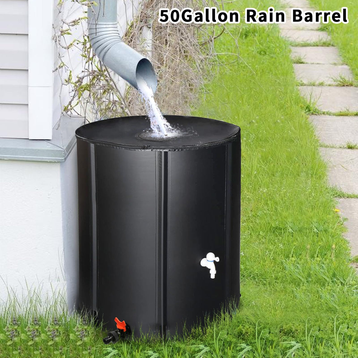 Collapsible 50 Gallon Rain Barrel with Spigot I145087