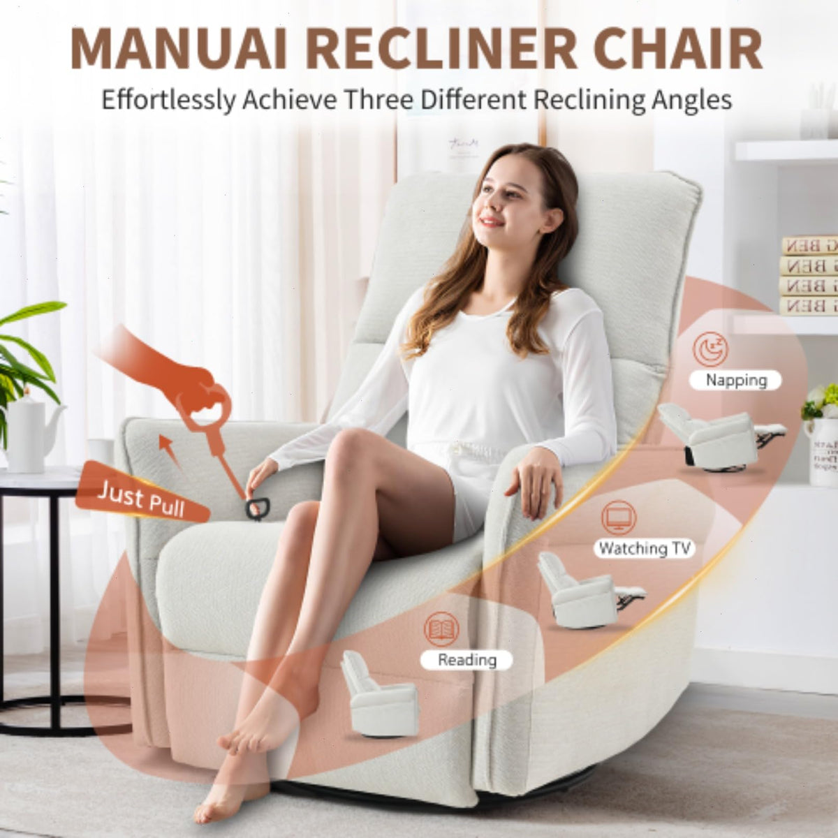Blue-Gray Snowflake Velvet Swivel Rocker Recliner L435994