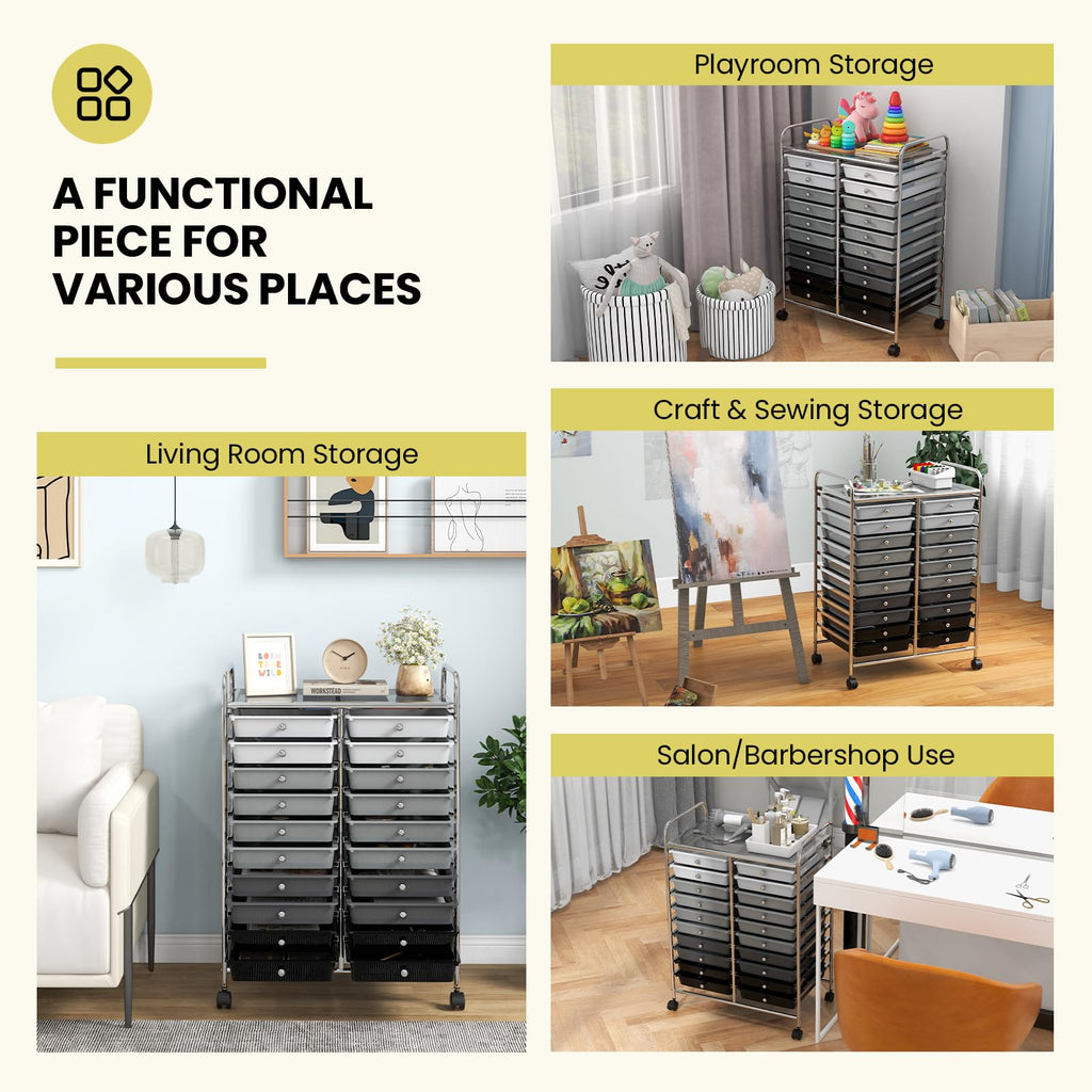 20 Drawer Multicolor Rolling Storage Cart H5123
