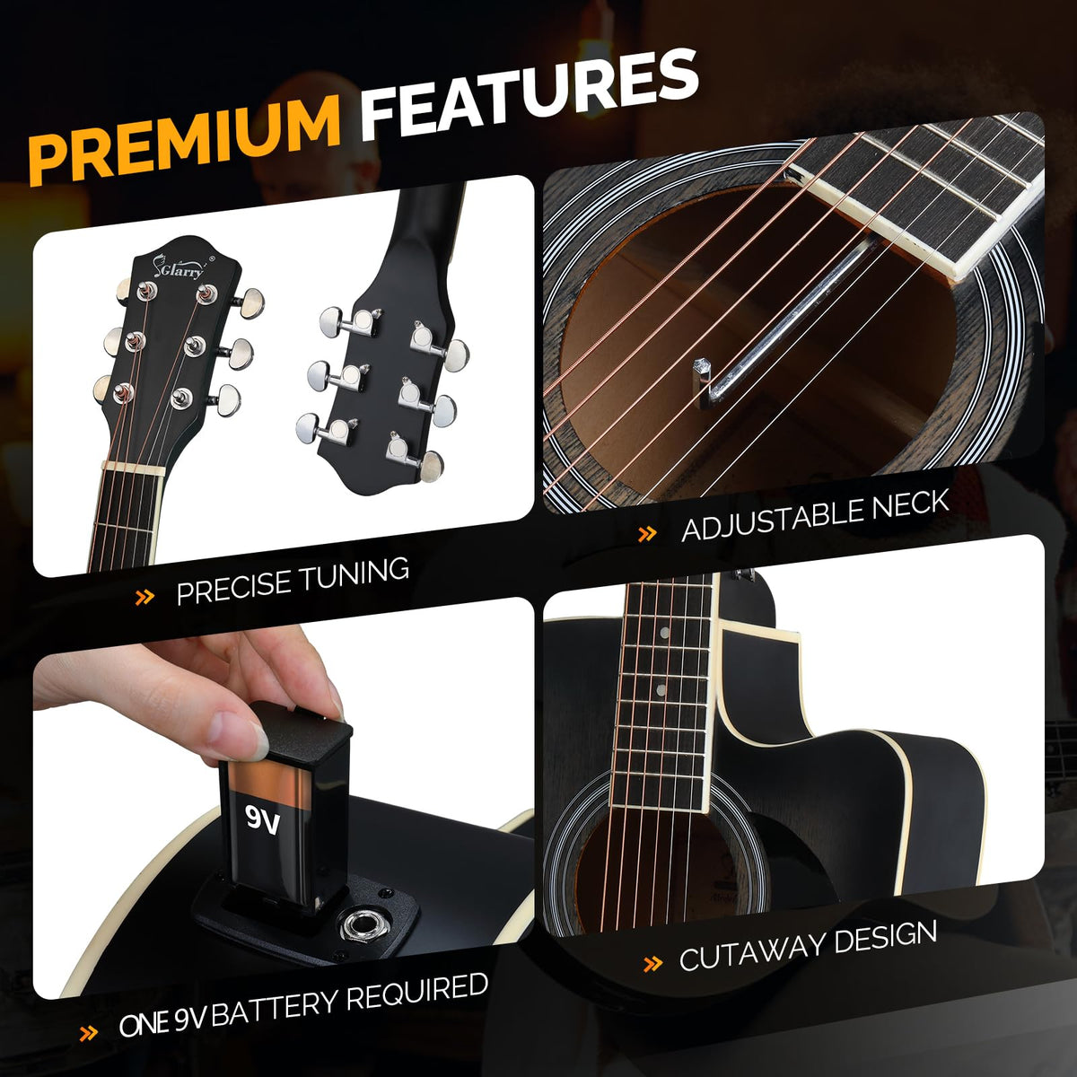 41 Inch Cutaway Acoustic Electric Guitar Kit with 15W Amp S254813