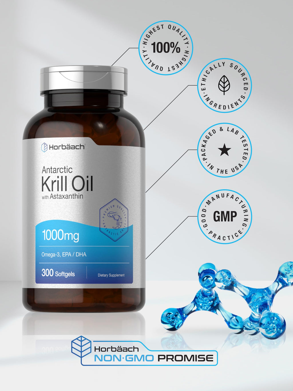 Antarctic Krill Oil 1000mg Softgels 300 Count D5828
