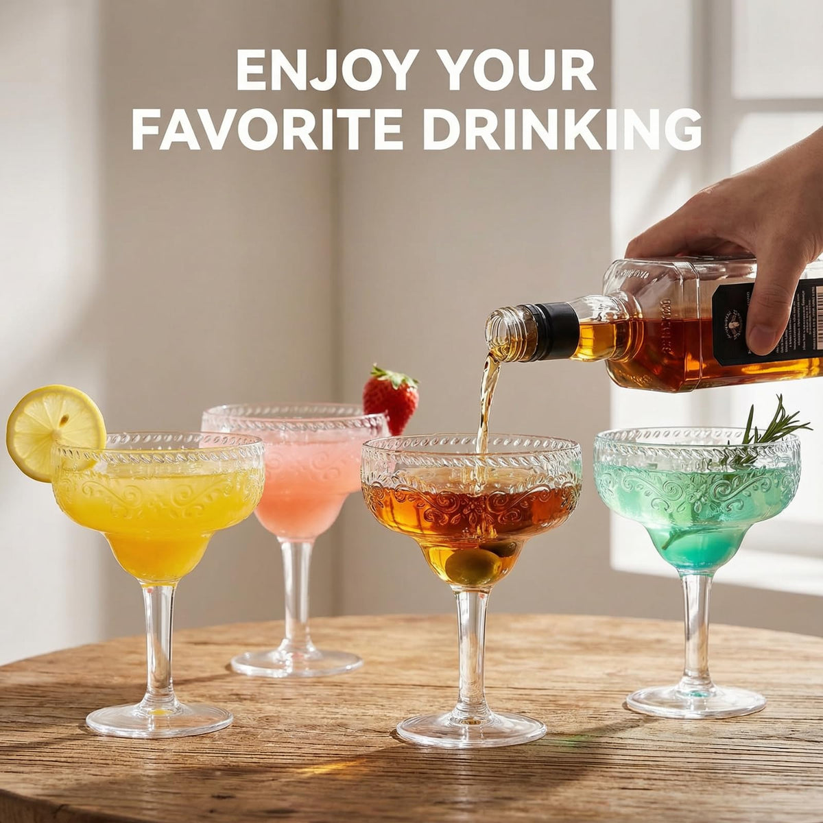 6 Pack 16oz Clear Acrylic Margarita Glasses T4838