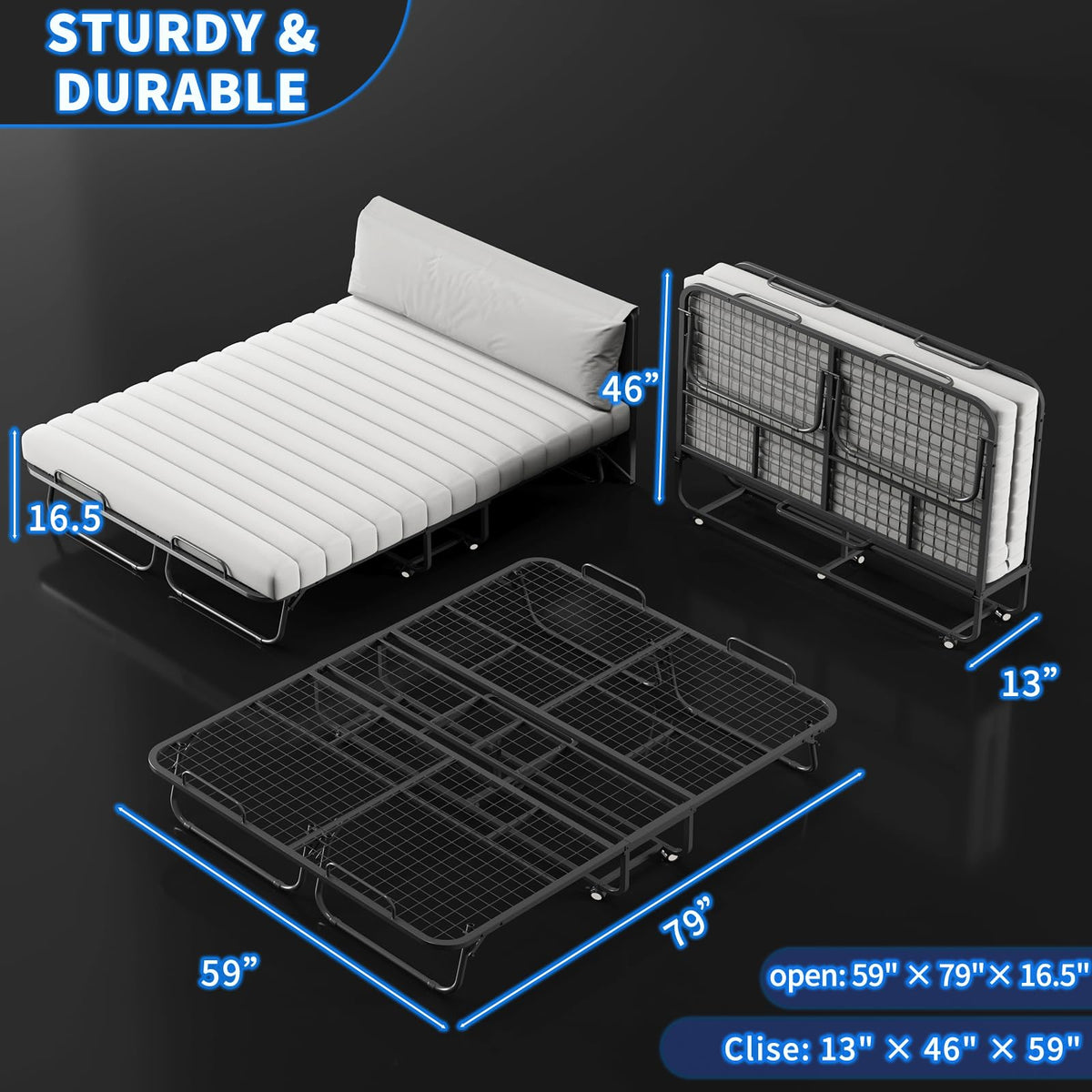 Queen Size Folding Bed with Memory Mattress P5032