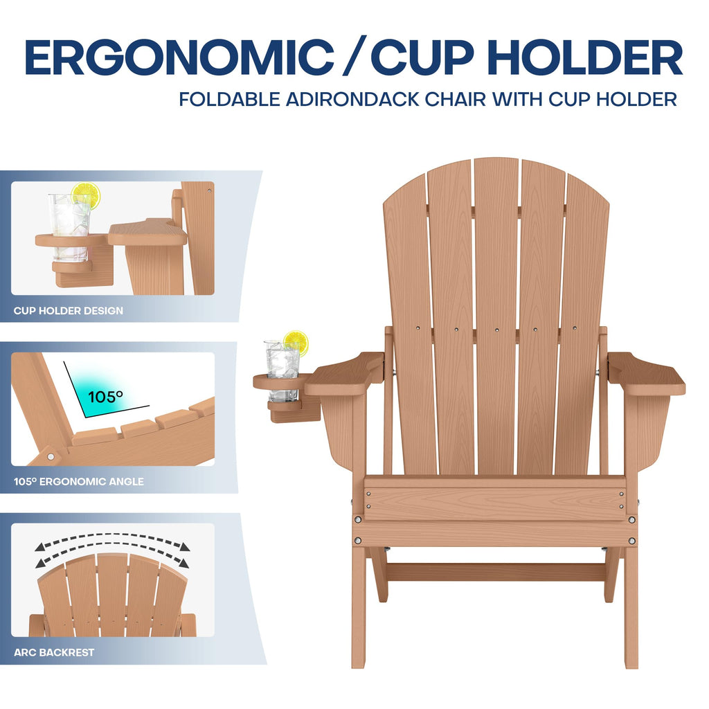 Adirondack Chair Set of 2 with Cup Holders & Table L4606