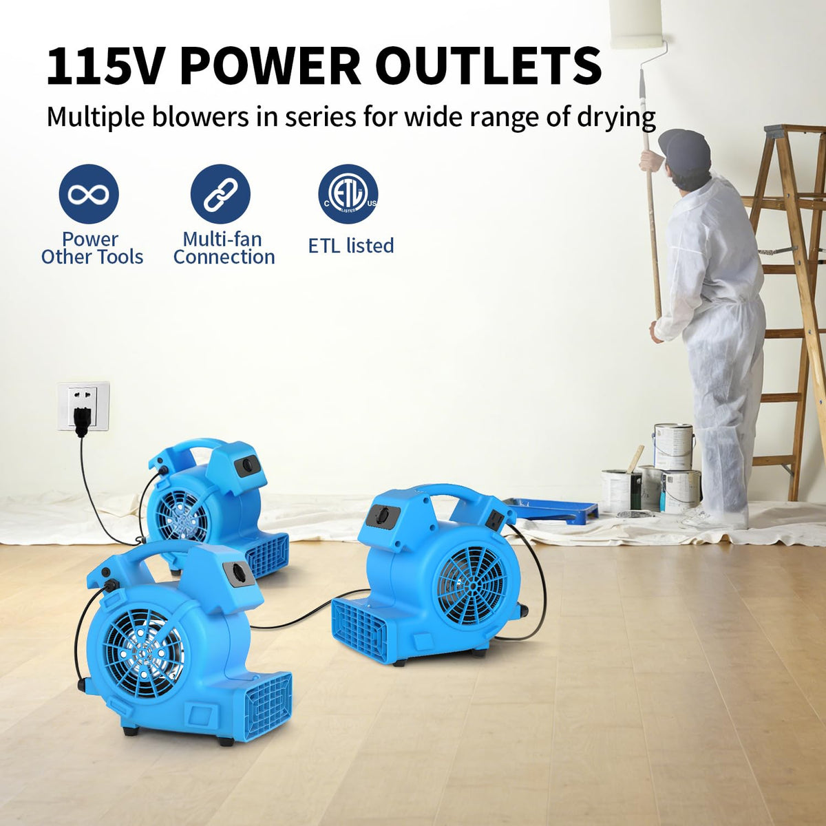 600 CFM Portable Air Mover Blower Fan with 3 Speeds S313