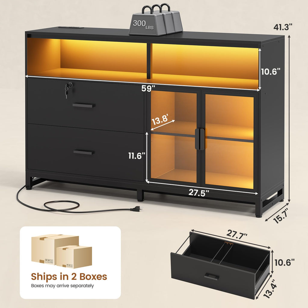 59" Filing Cabinet with Lock Drawers Legal Size T464
