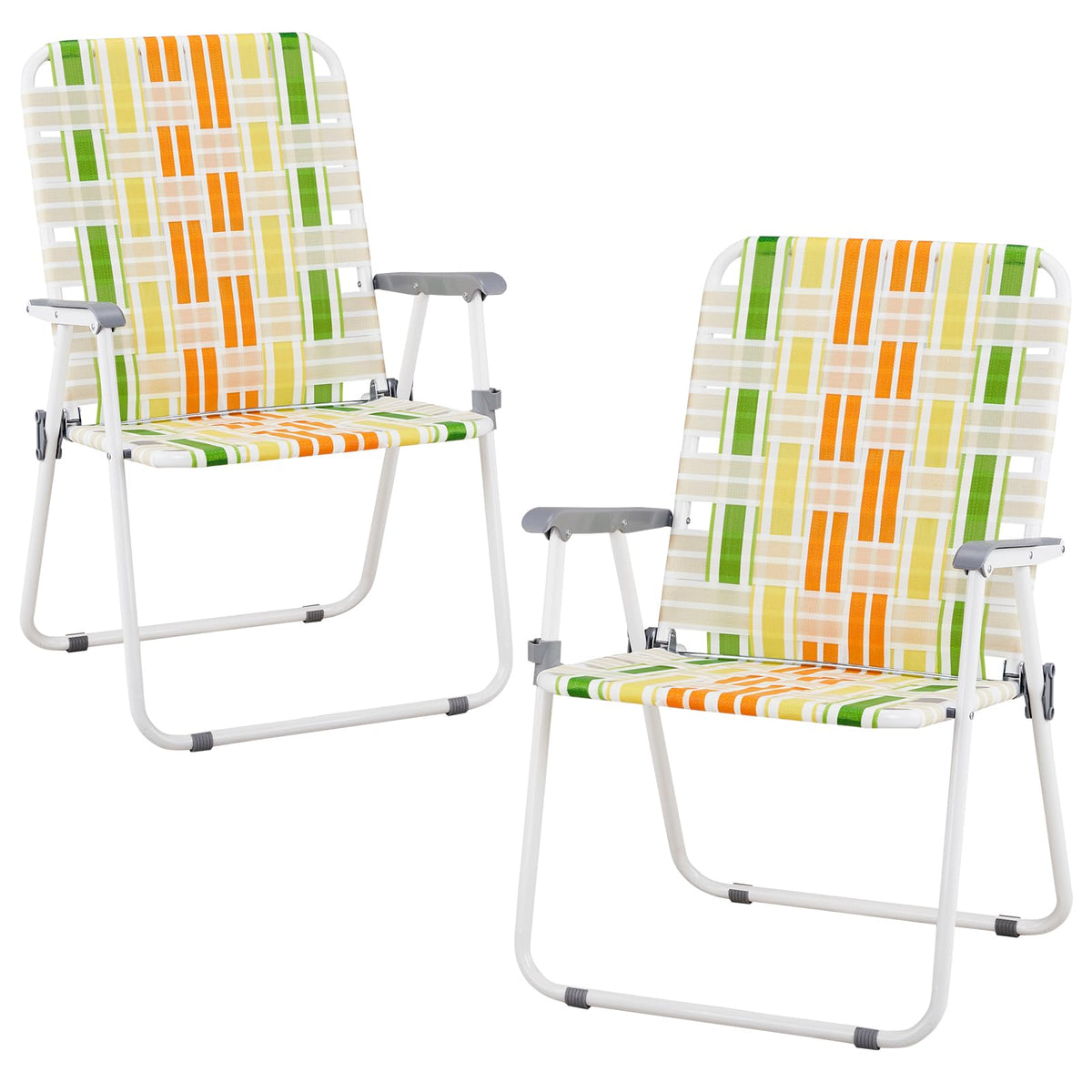 2 Pcs Lightweight Folding Beach Chairs with Armrests R111