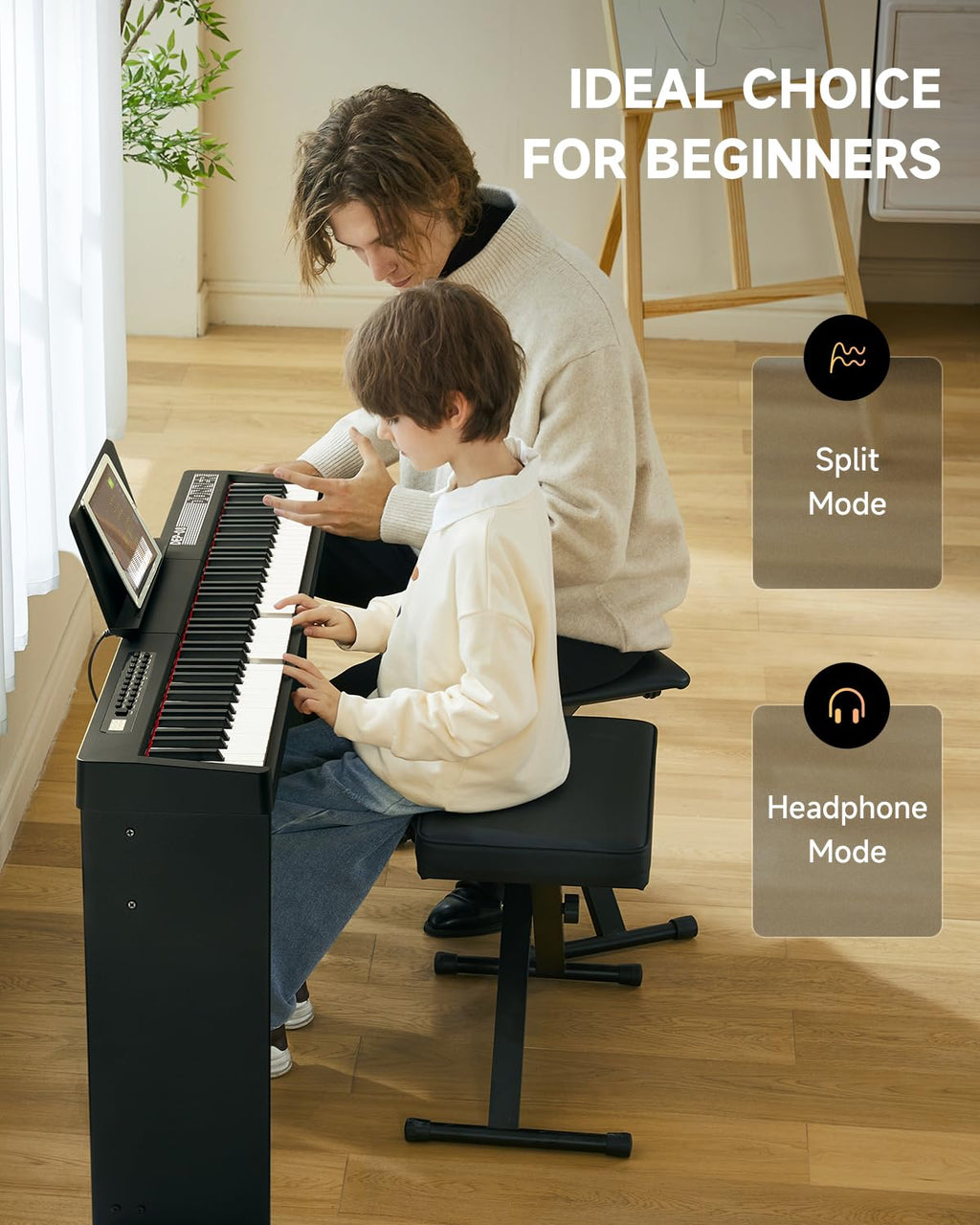 88 Keys Velocity-Sensitive Digital Piano with Stand and Triple Pedal M612