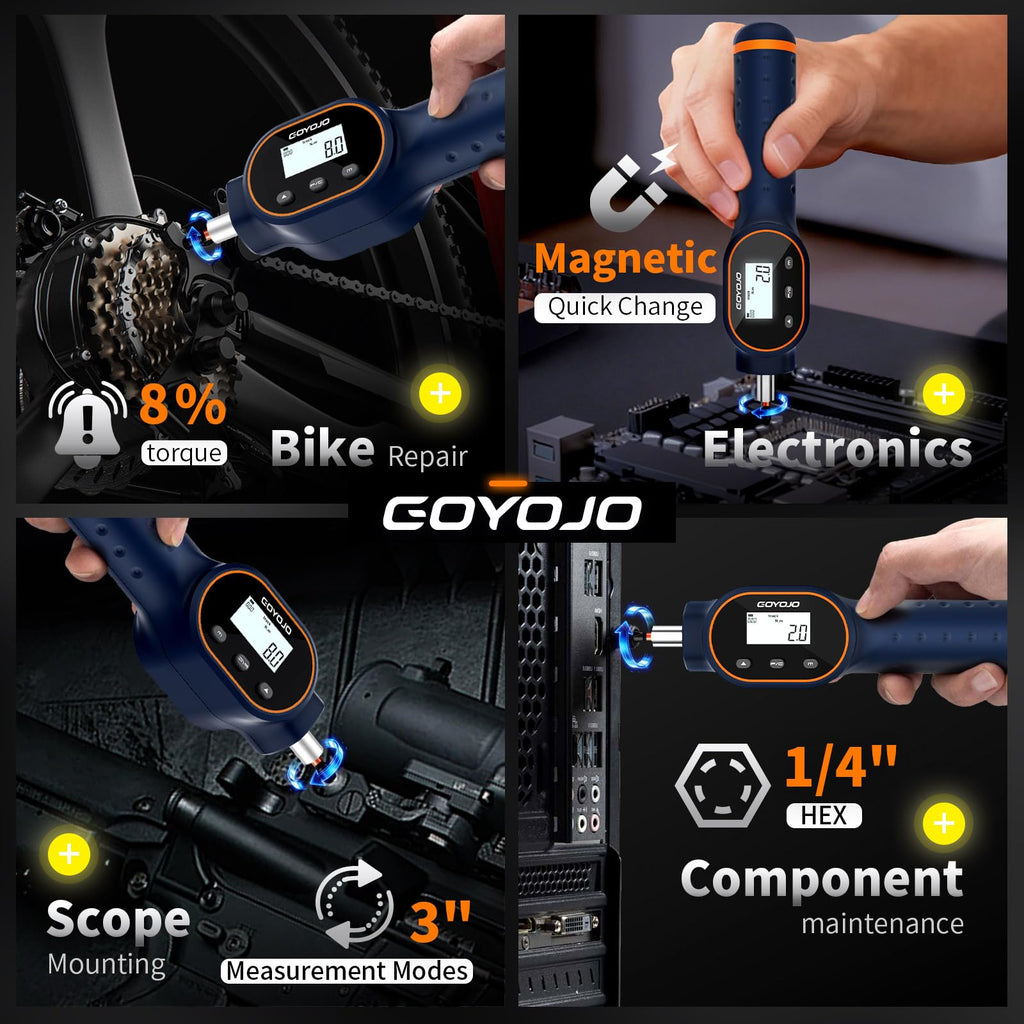 Digital Torque Screwdriver 1/4" Adjustable Set with Buzzer & Magnetic Bits U597429