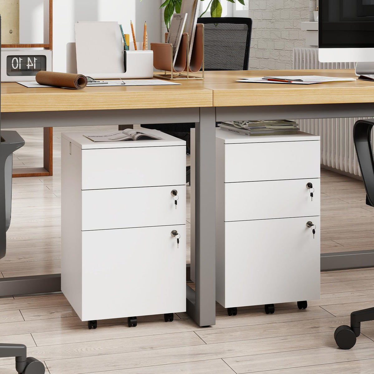 White 3 Drawer File Cabinet with Lock S404