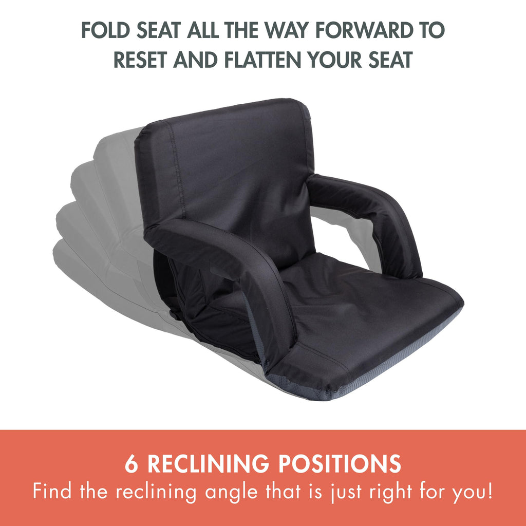 Portable Reclining Folding Stadium Seat with Back Support, Black C670
