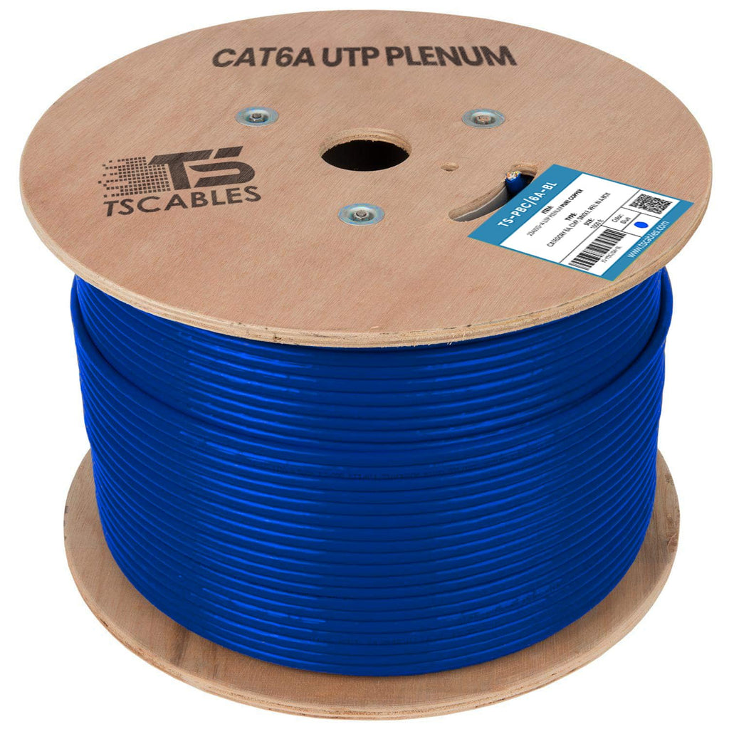 Cat6A Plenum 1000ft 23AWG UTP Solid Bare Copper Blue F41418