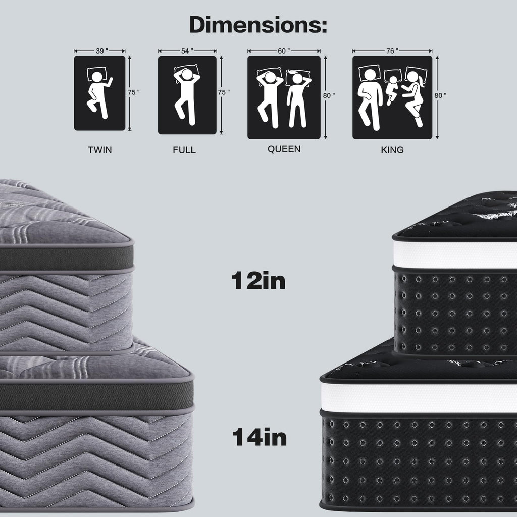 12 Inch Full Hybrid Mattress with Pocket Springs & Cooling Memory Foam O505