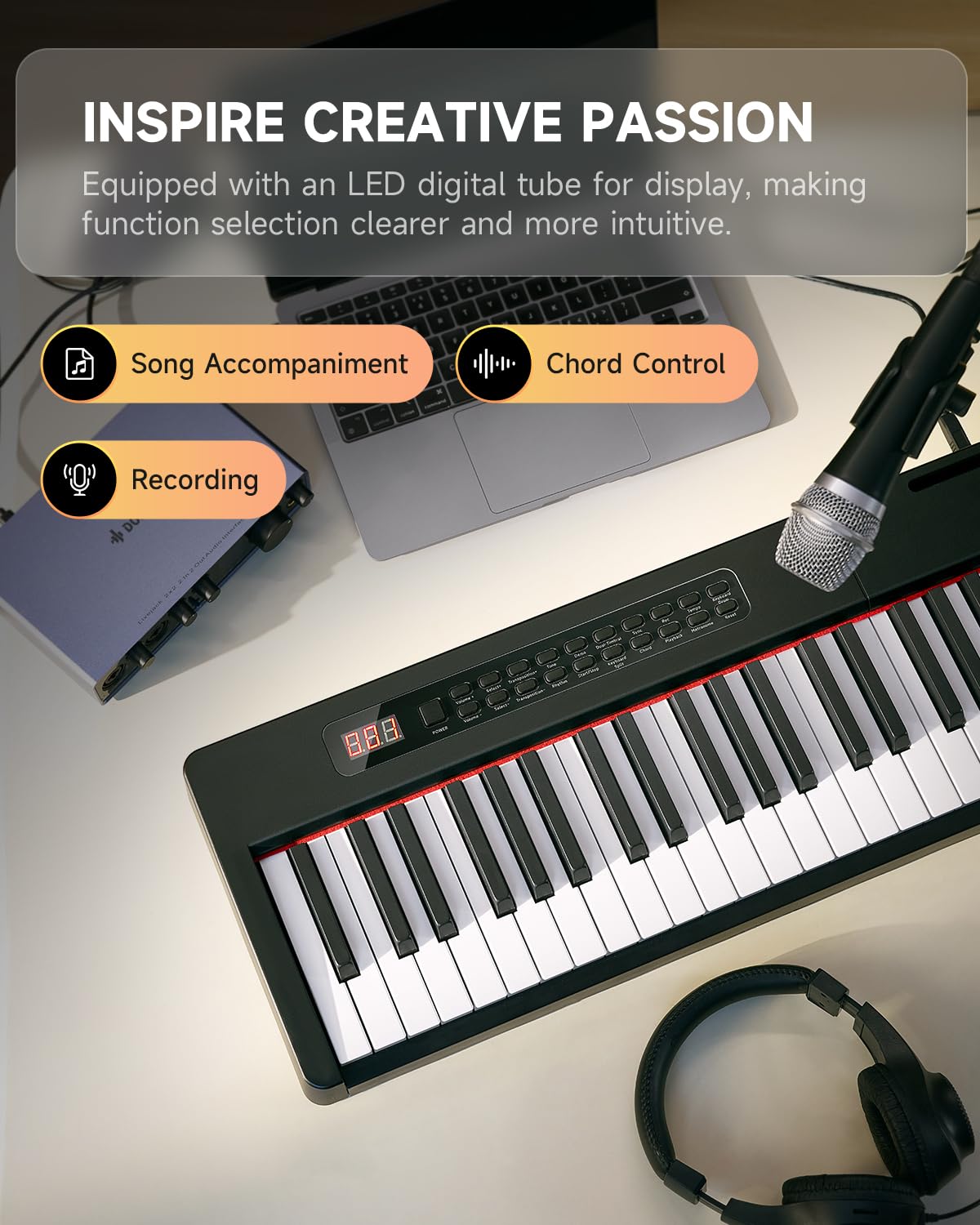 88 Keys Velocity-Sensitive Digital Piano with Stand and Triple Pedal M612