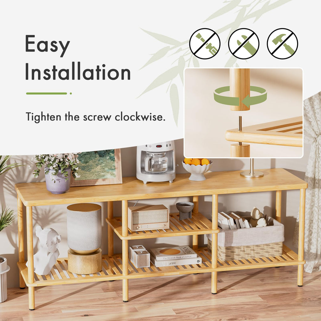 Bamboo 3 Tier TV Stand for 60 65 Inch TV S28391