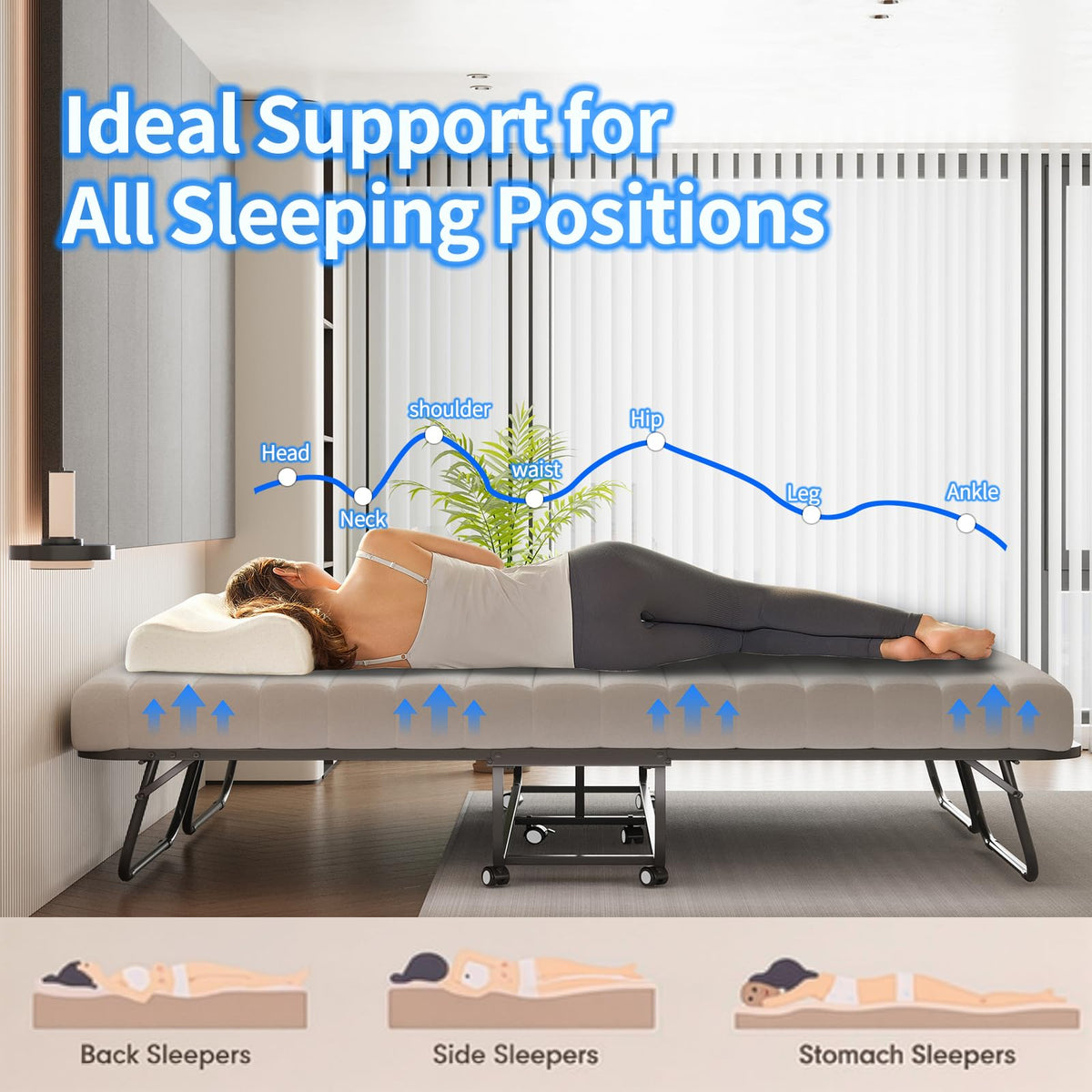 Queen Size Folding Bed with Memory Mattress P5032