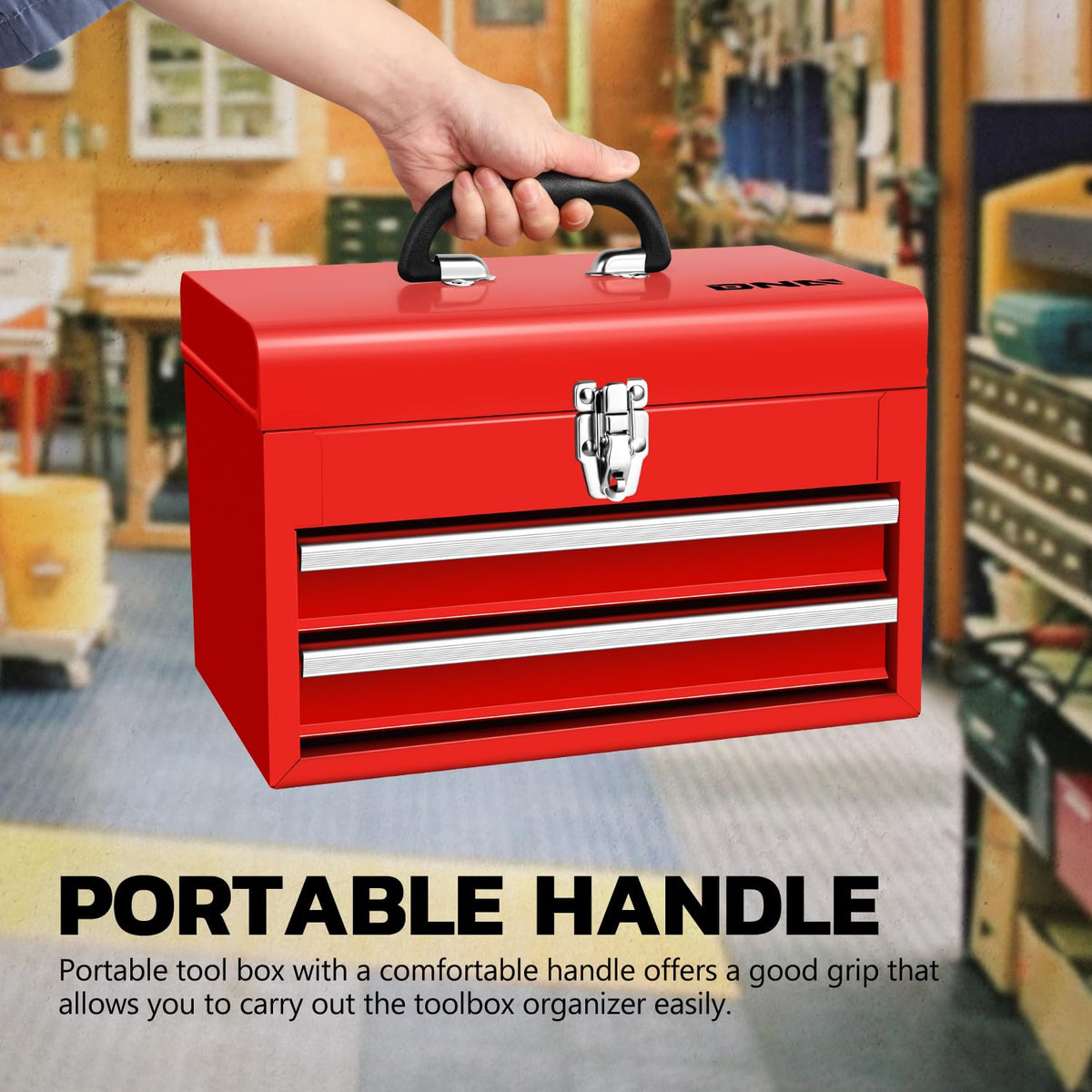 14 Inch Steel Portable Tool Box 2 Drawer R609439
