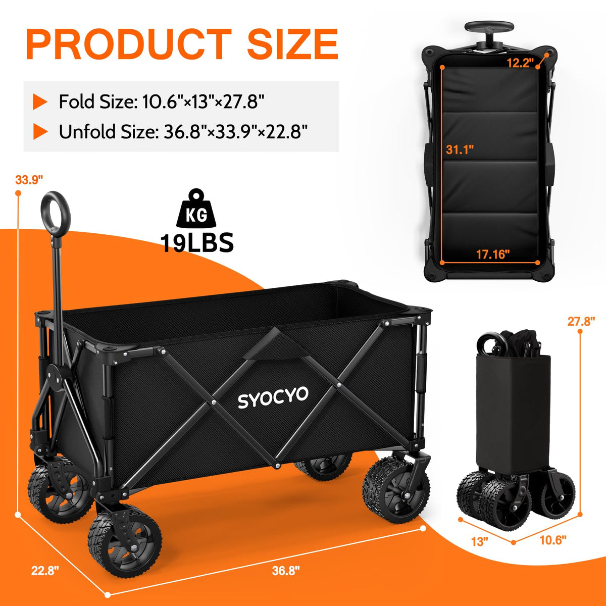 Foldable Wagon Cart with All-Terrain Wheels R975116