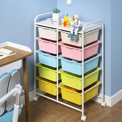 10 Drawers Rolling Plastic Storage Cart with Metal Frame W94752
