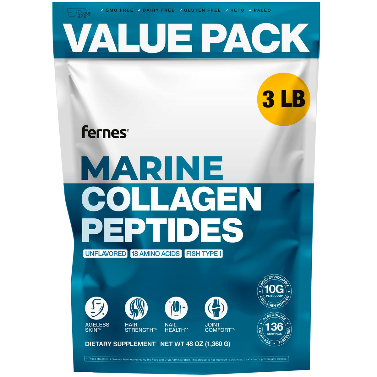 Marine Collagen Peptides Powder 3 LB Bulk S3275