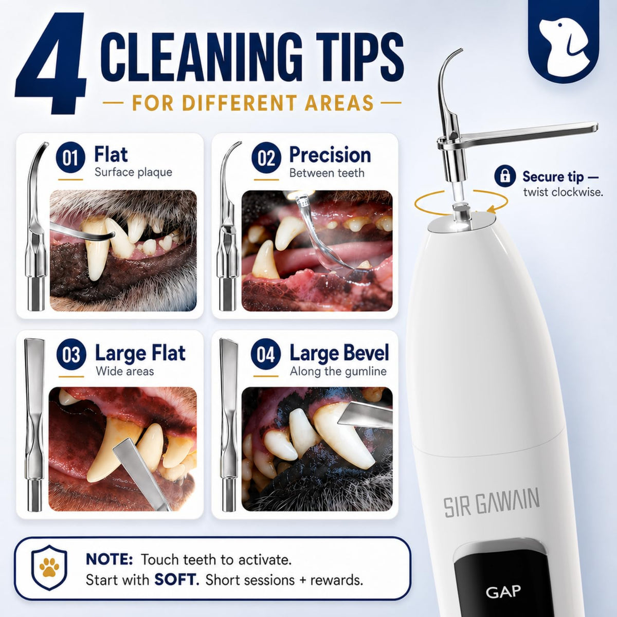 Ultrasonic Pet Dental Cleaner with 4 Tips and 3 Modes S9268