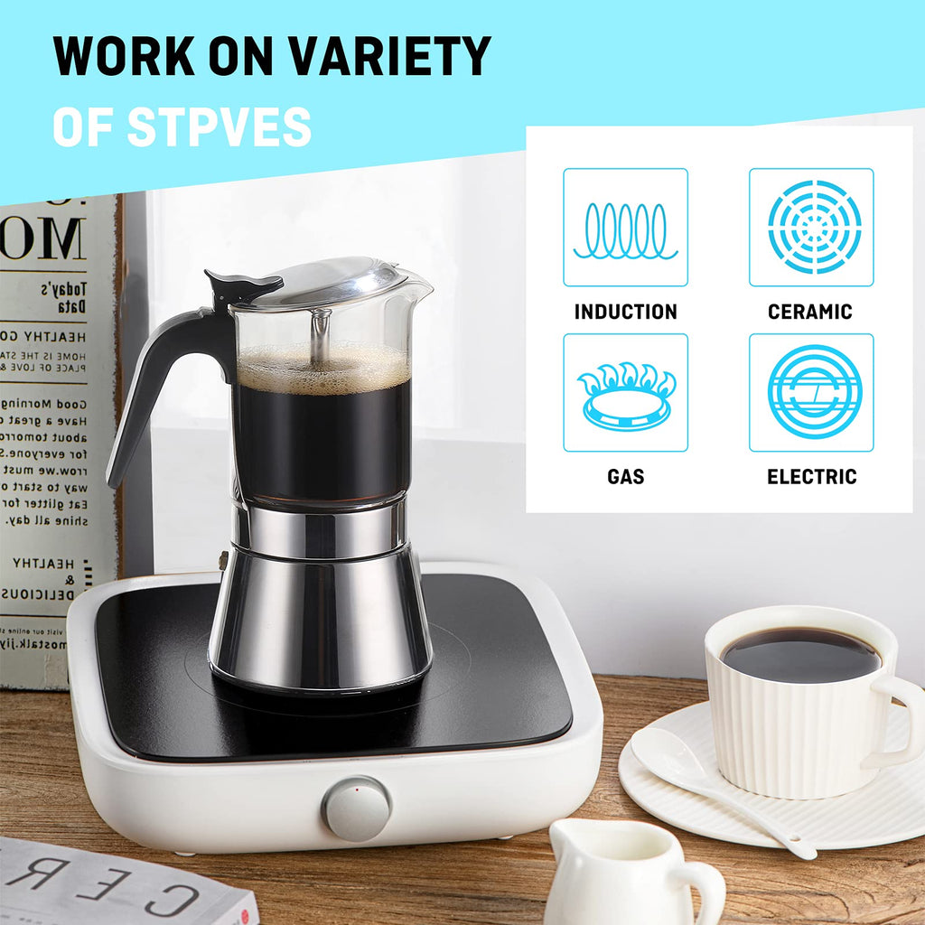 Induction Stovetop Espresso Maker 240ml 6cup V54877