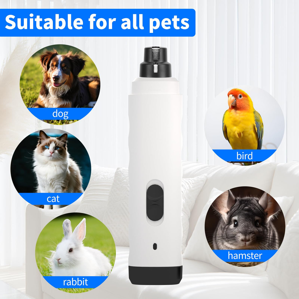 2-Speed Electric Rechargeable Pet Nail Grinder R707