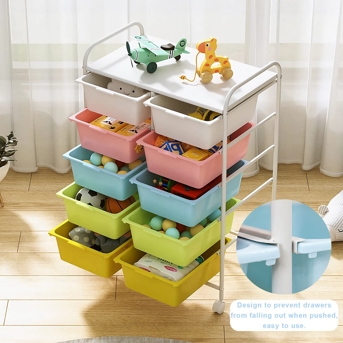 10 Drawers Rolling Plastic Storage Cart with Metal Frame W94752