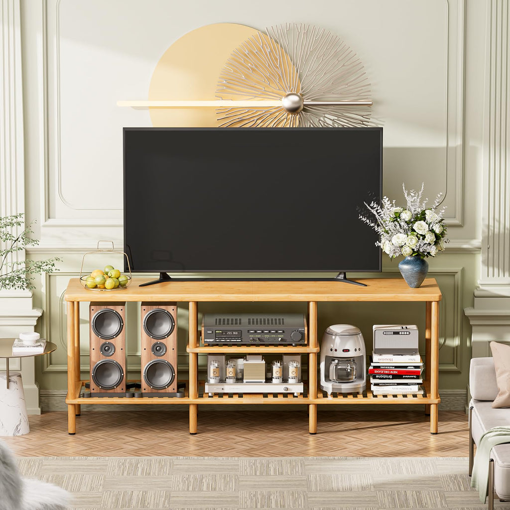 Bamboo 3 Tier TV Stand for 60 65 Inch TV S28391