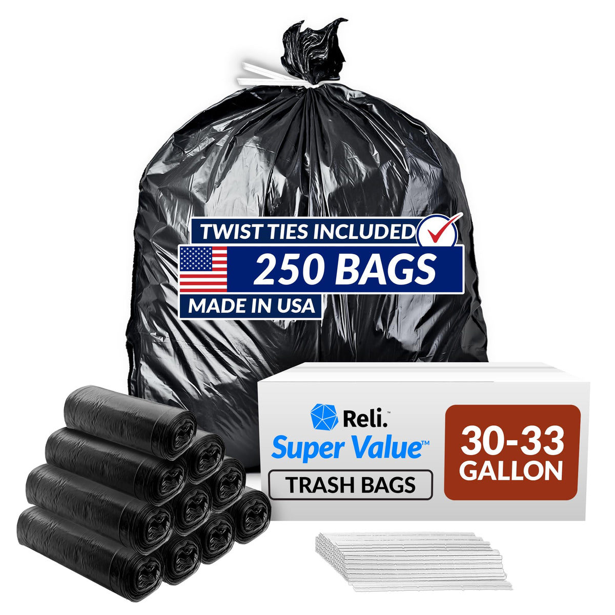 30 to 33 Gallon Heavy Duty Trash Bags U6466
