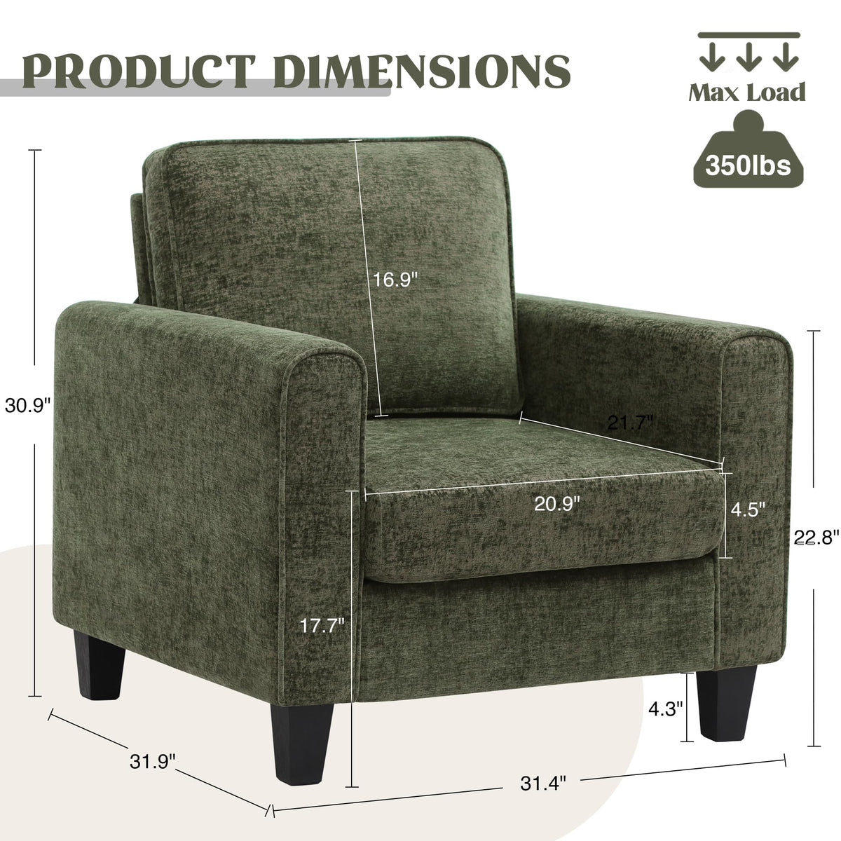 Green Chenille Upholstered Accent Chair U89271
