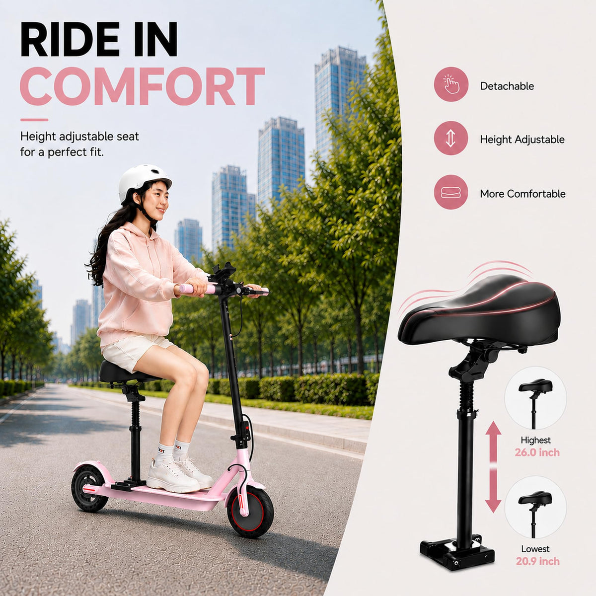 350W/500W Electric Scooter with Seat, Dual Suspension K382