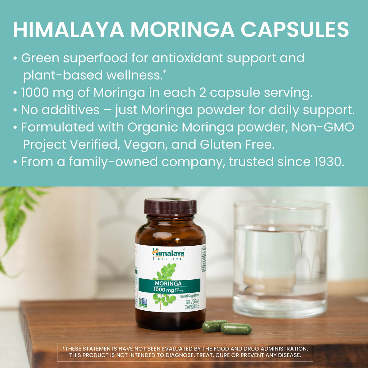Organic Moringa 1000 mg 60 Capsules U23157