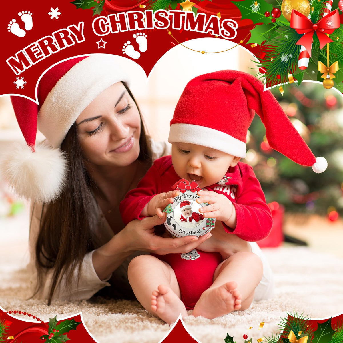 Baby's First Christmas Photo Ornament 2025 Picture Frame F720