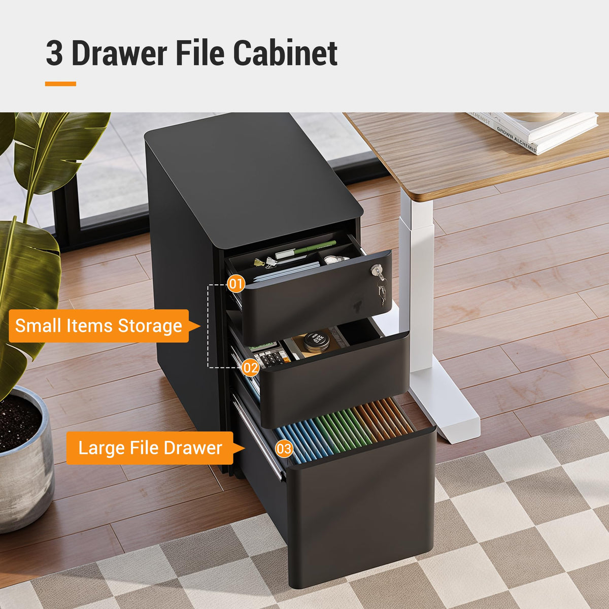 3 Drawer Mobile File Cabinet X1163