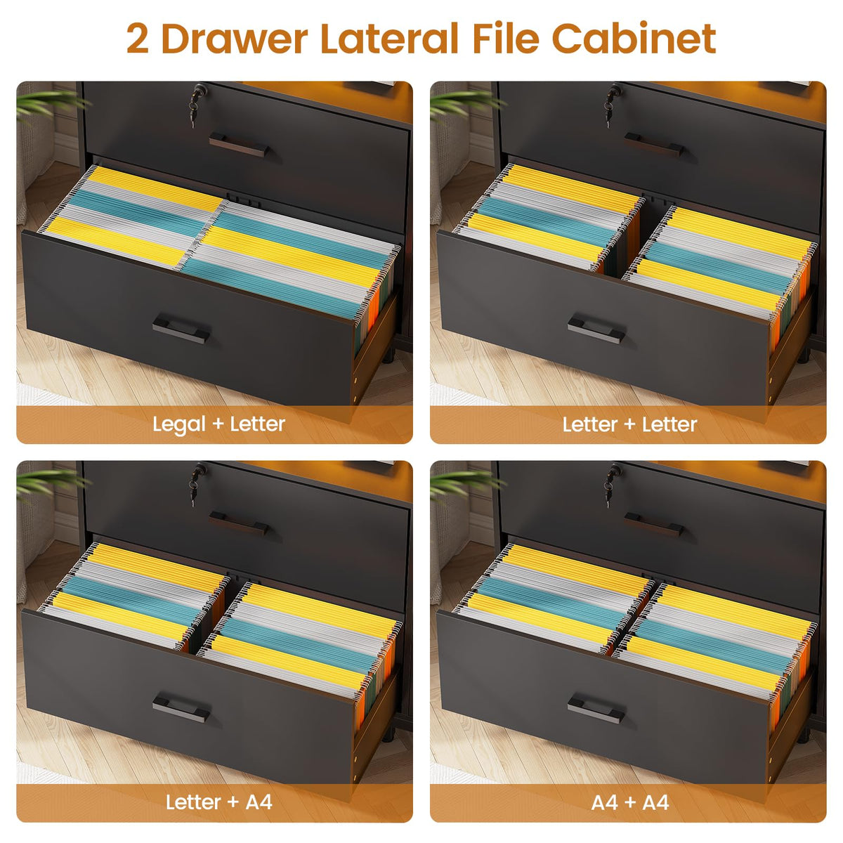 59" Filing Cabinet with Lock Drawers Legal Size T464