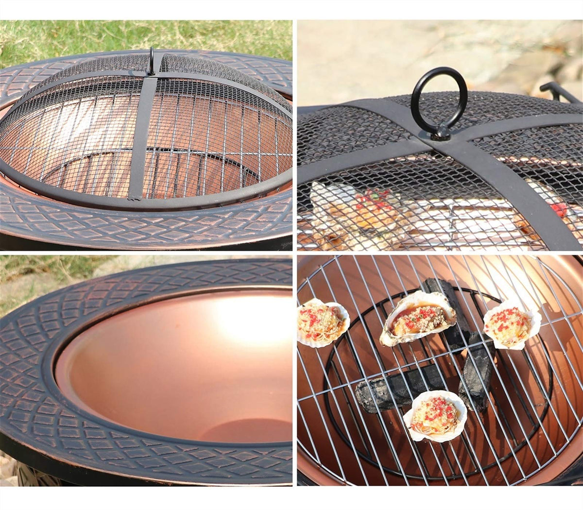Wood-Burning Fire Pit Bowl with Spark Screen D422794